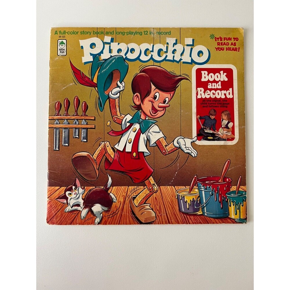 Pinocchio LP Book and Record Peter Pan BR 503 VG Cleaned